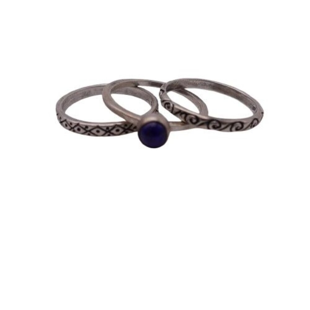 Set of 3 VTG Sterling Silver 925 Stackable Rings Hallmarked “S” Bohemian